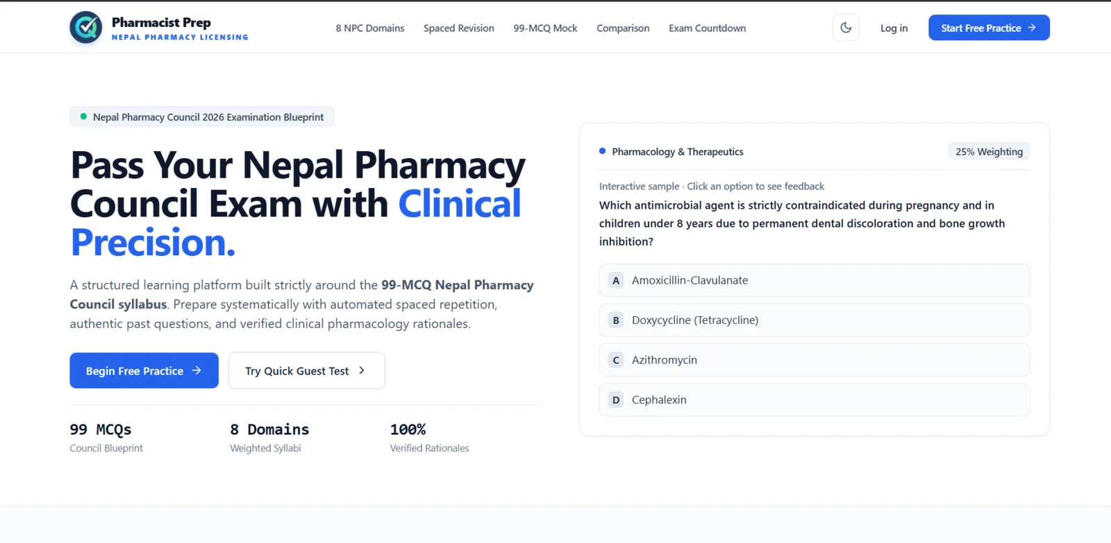 Pharmacist Prep MCQ Masters exam simulator