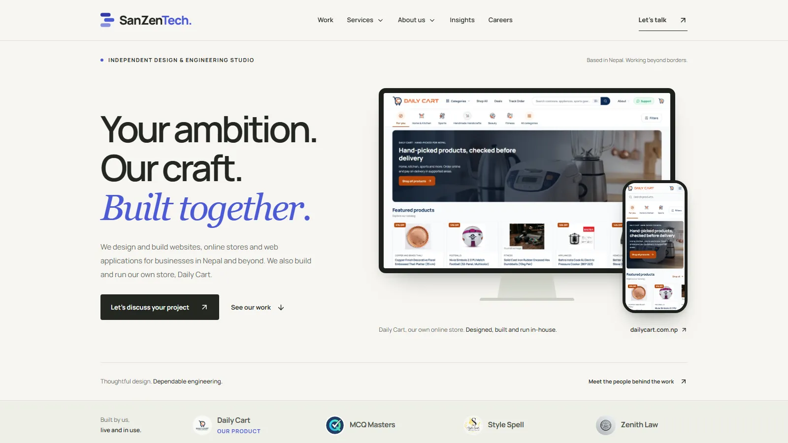 SanZenTech studio website home page